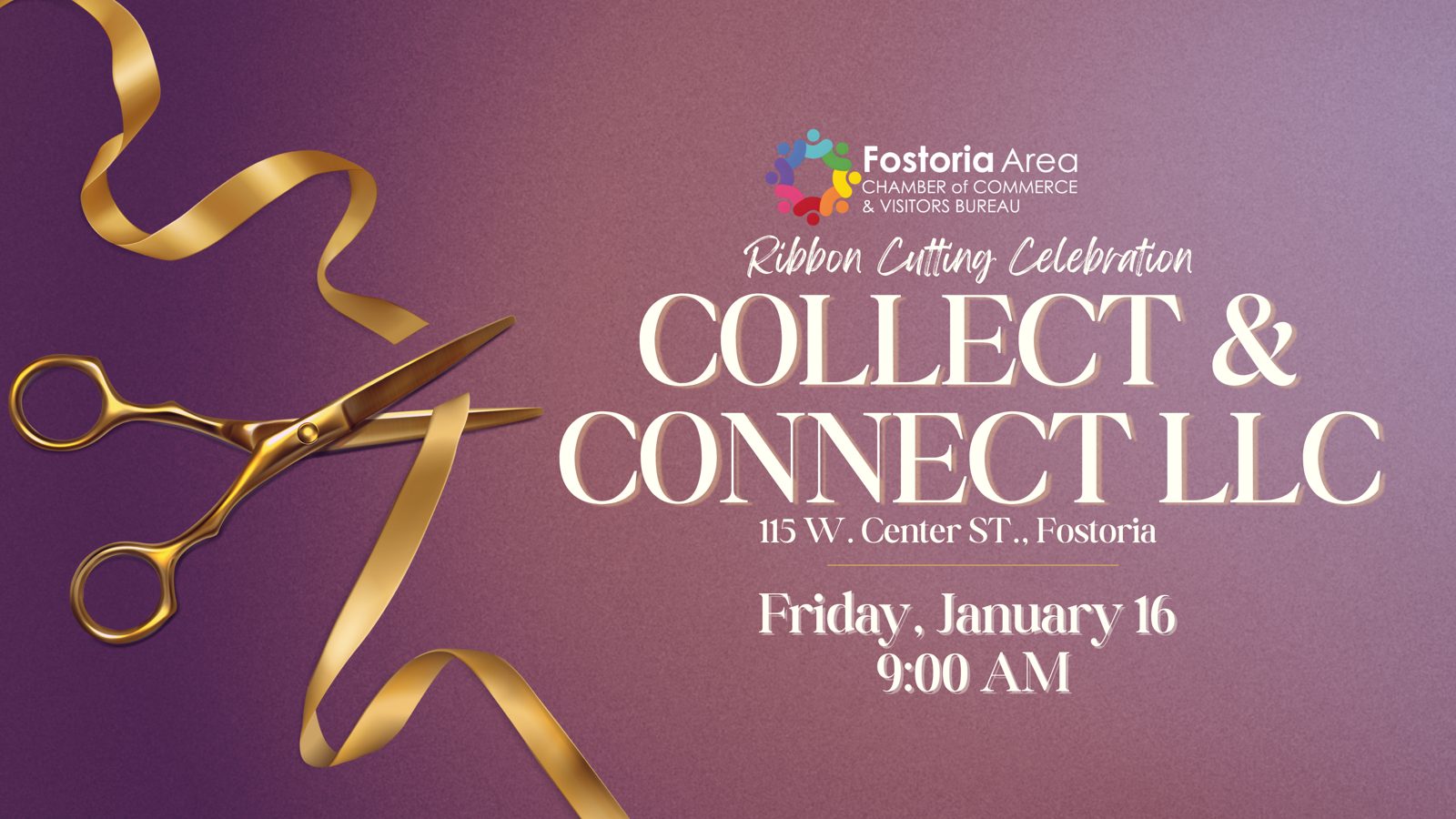 Chamber ribbon-cutting celebration cover for Collect & Connect LLC